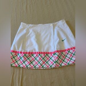 Nike Women's White Skirt with Pink and Green Accents